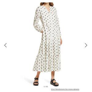 Nordstrom Polka Dot Long Sleeve Tiered Cotton Dress Size XXL